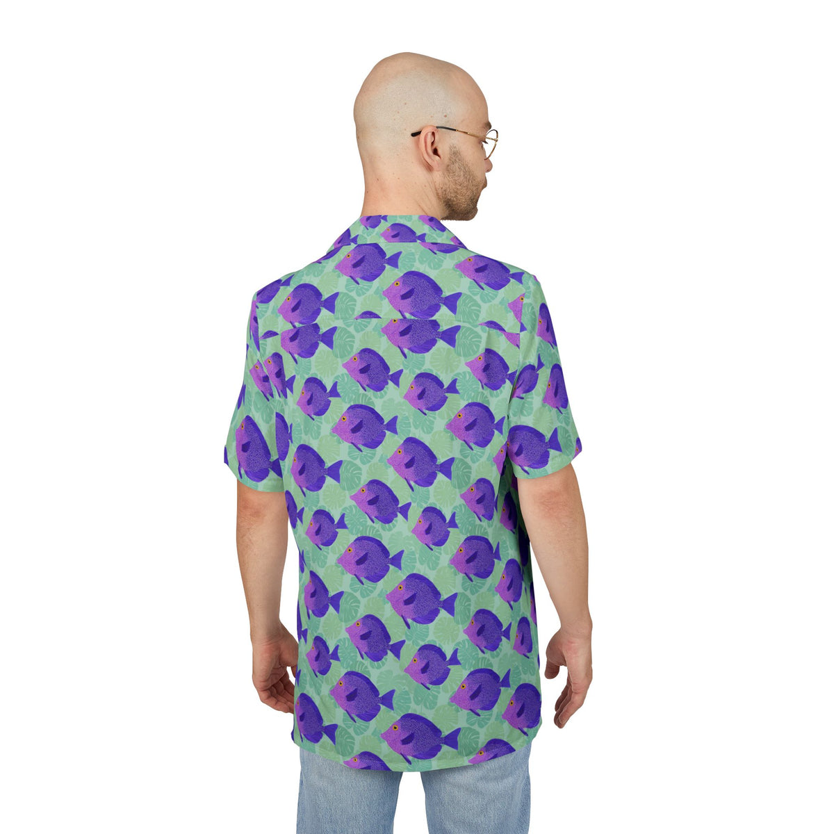 Colorful Fish Print Hawaiian Button-Down Shirt, Beachwear, Vacation Shirt, Summer Fashion, Tropical Shirt