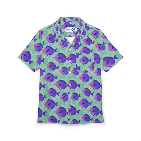 Colorful Fish Print Hawaiian Button-Down Shirt, Beachwear, Vacation Shirt, Summer Fashion, Tropical Shirt