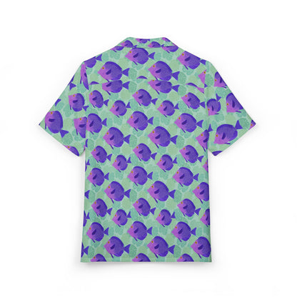 Colorful Fish Print Hawaiian Button-Down Shirt, Beachwear, Vacation Shirt, Summer Fashion, Tropical Shirt
