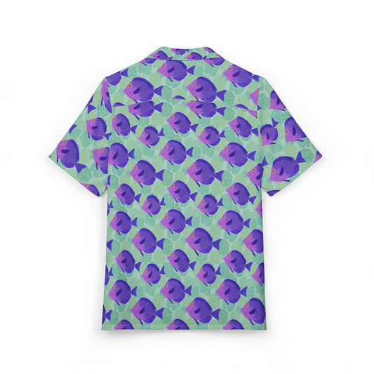 Colorful Fish Print Hawaiian Button-Down Shirt, Beachwear, Vacation Shirt, Summer Fashion, Tropical Shirt